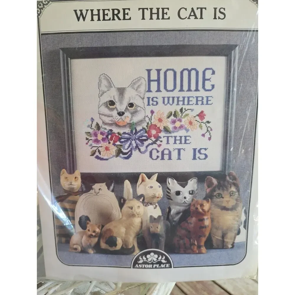 Where The Cat Is Cross Stitch by Astor Place - Never Opened